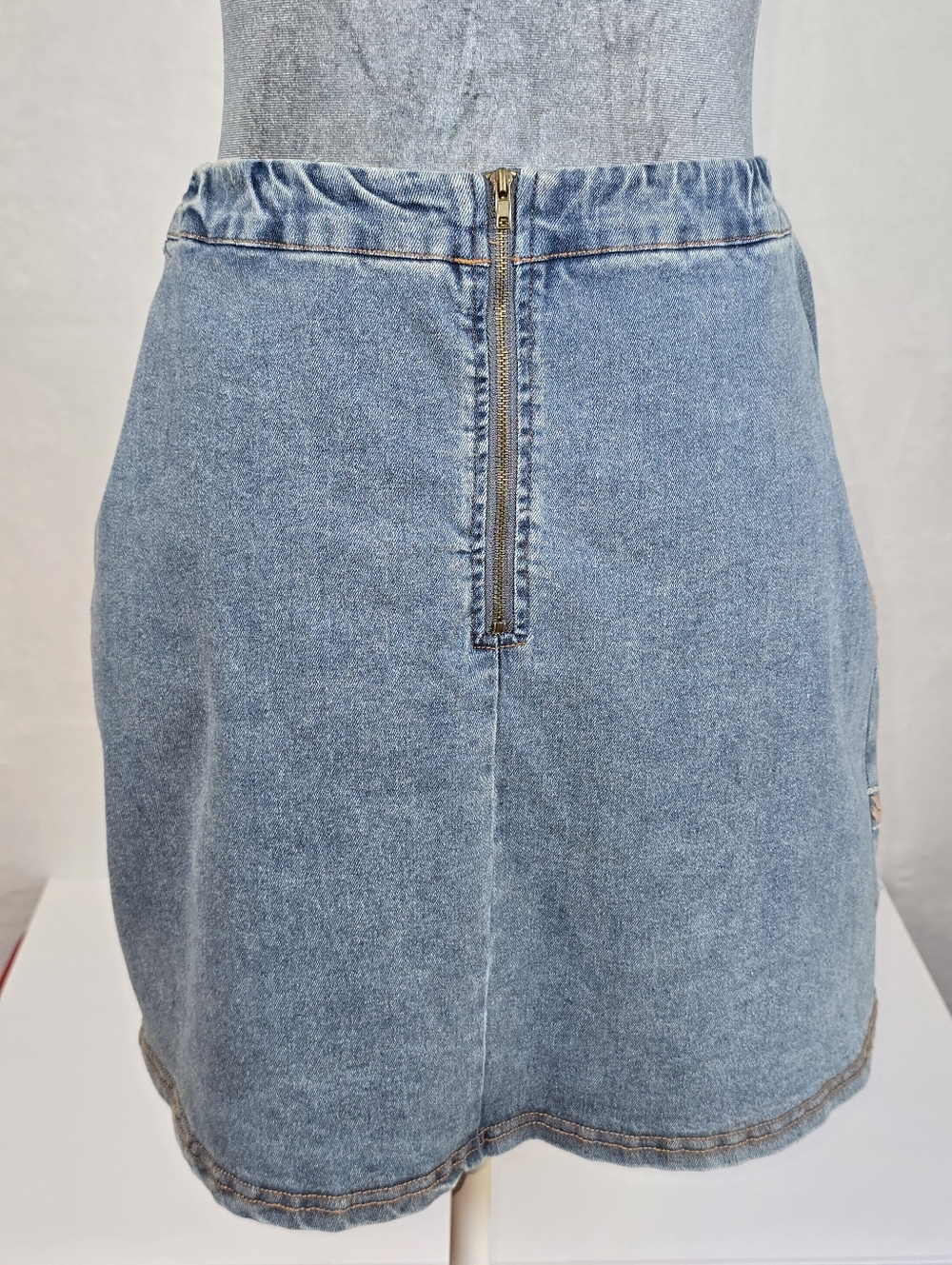 Rockin C Floral Embroidered Denim Mini Skirt Cowgirl Romance Sz S Hippie Boho - Picture 5 of 13
